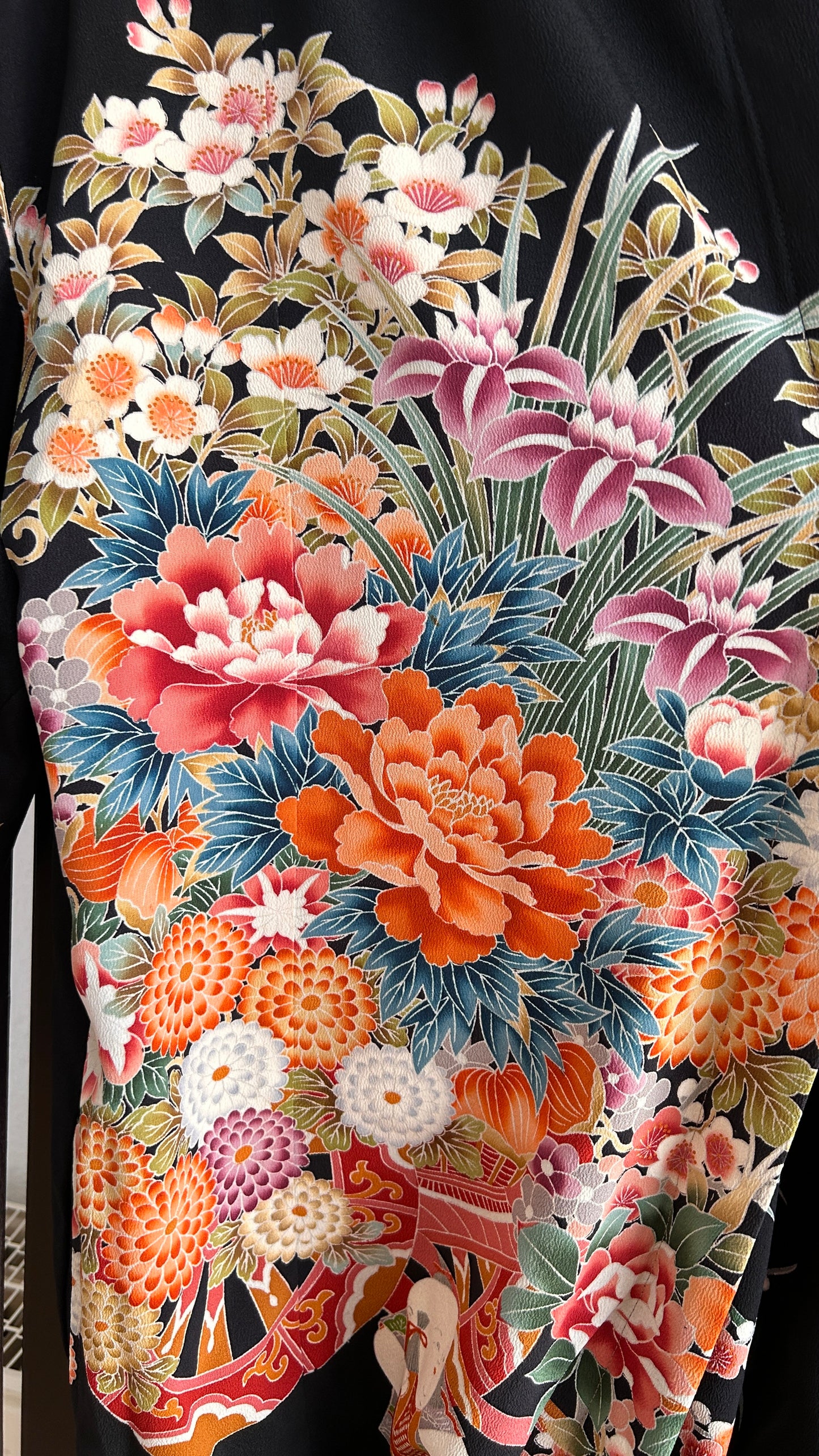 Upcycled Kimono Biwako Hoodie Black