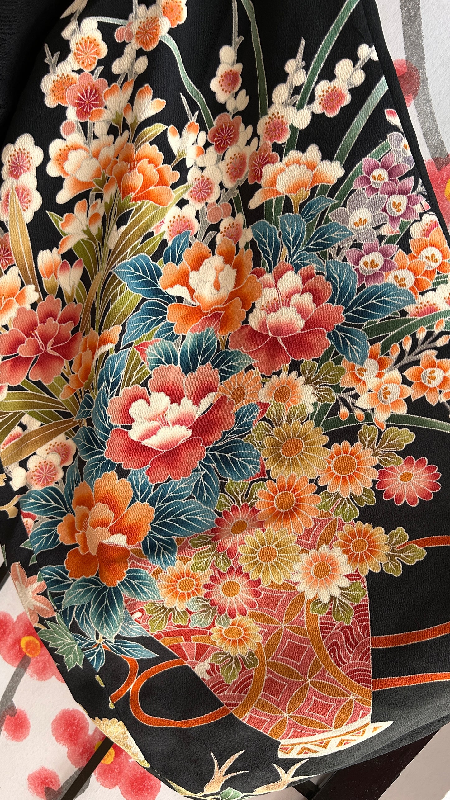 Upcycled Kimono Biwako Hoodie Black