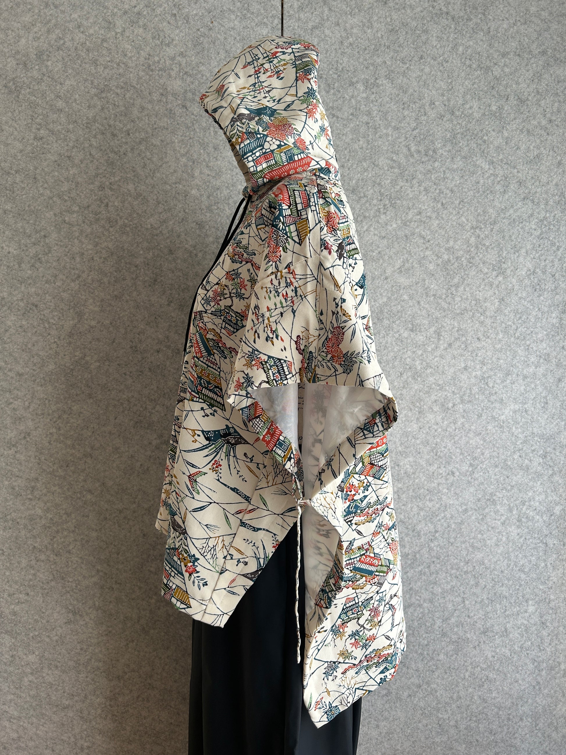 Patterned fabric on a gray background