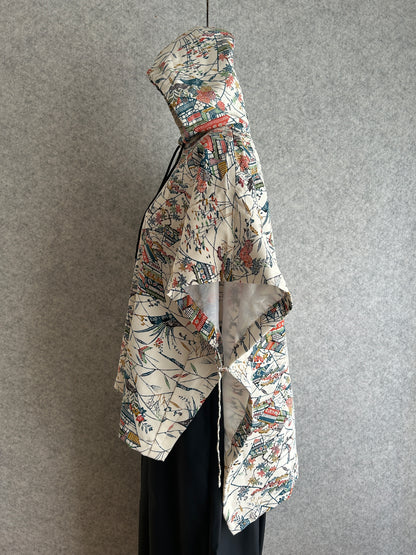 Patterned fabric on a gray background