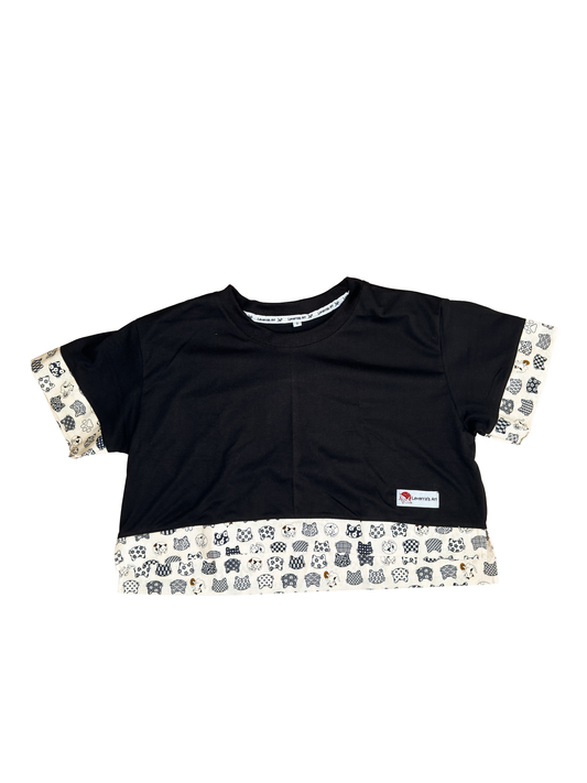 Croptop T-Shirt Boxy Fit with Traditional Japanese Fabric