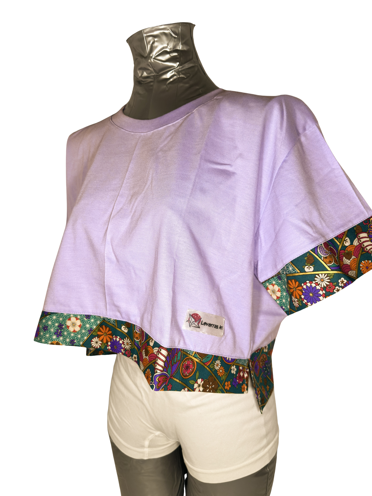 Croptop T-Shirt Boxy Fit with Traditional Japanese Fabric