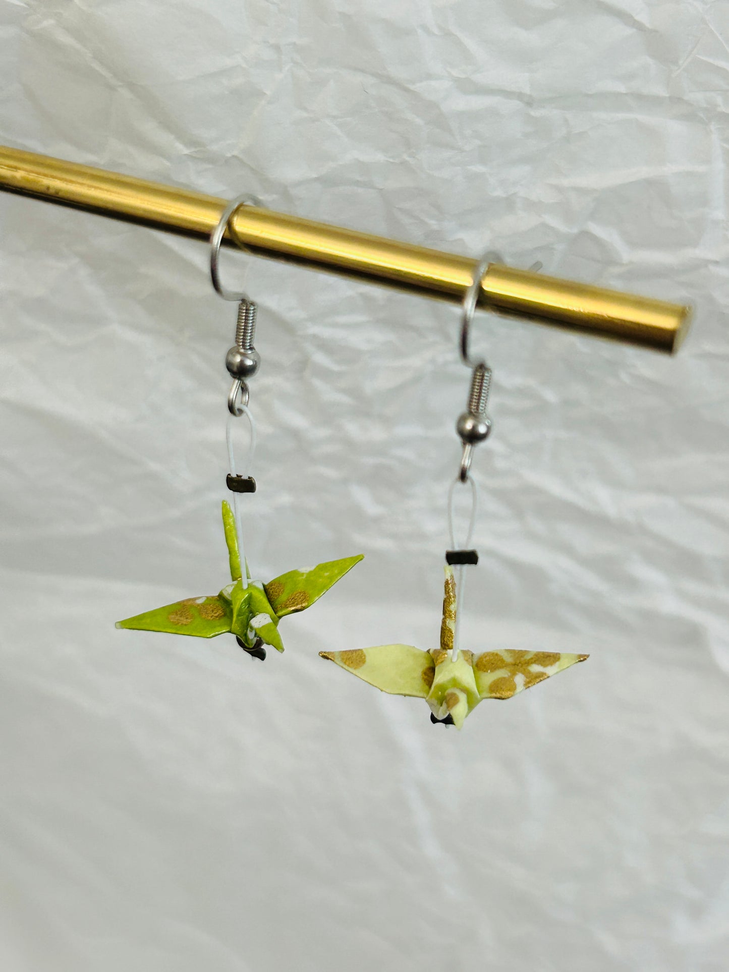 Mini Crane Handmade Origami Earrings