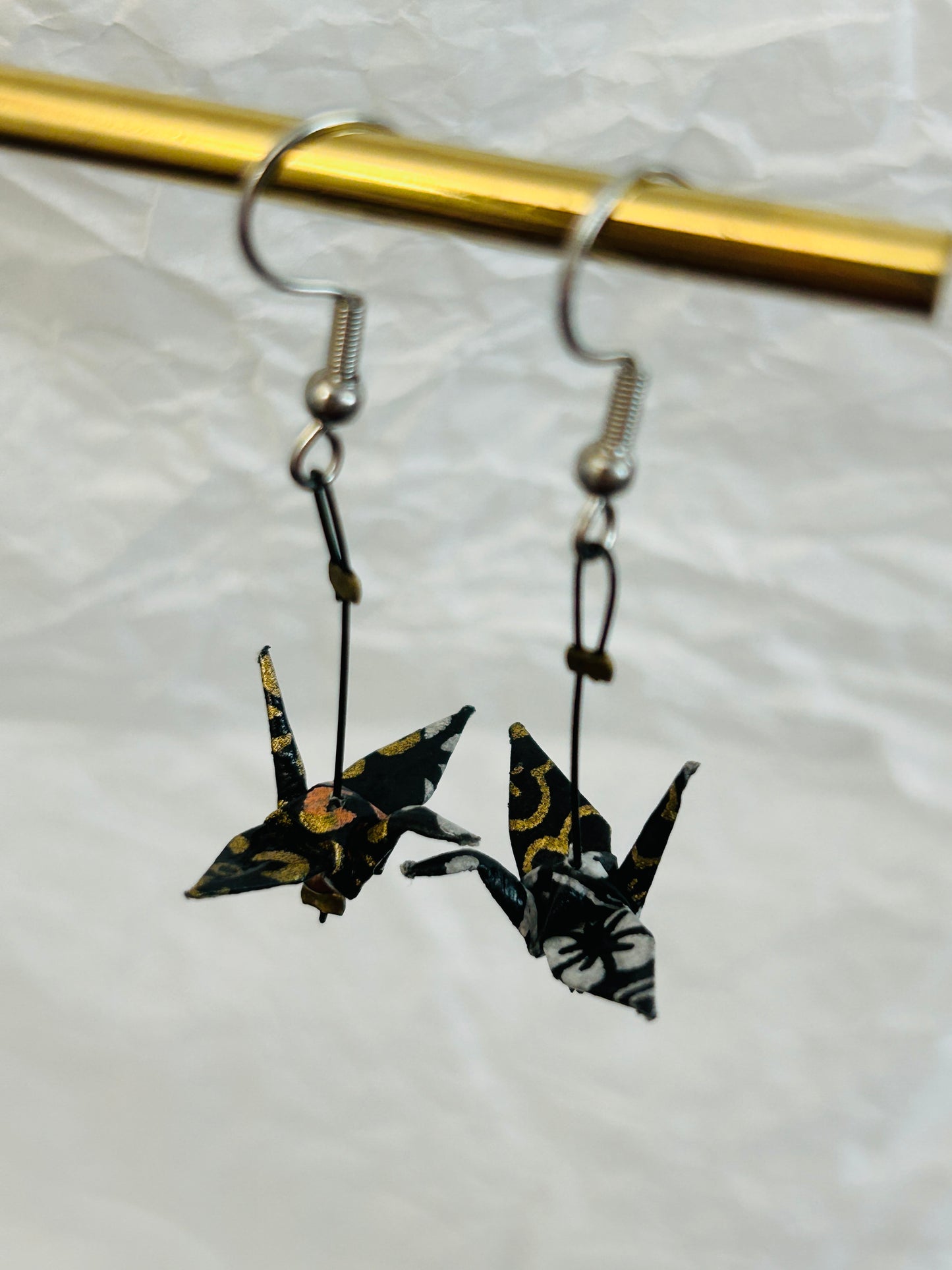 Mini Crane Handmade Origami Earrings