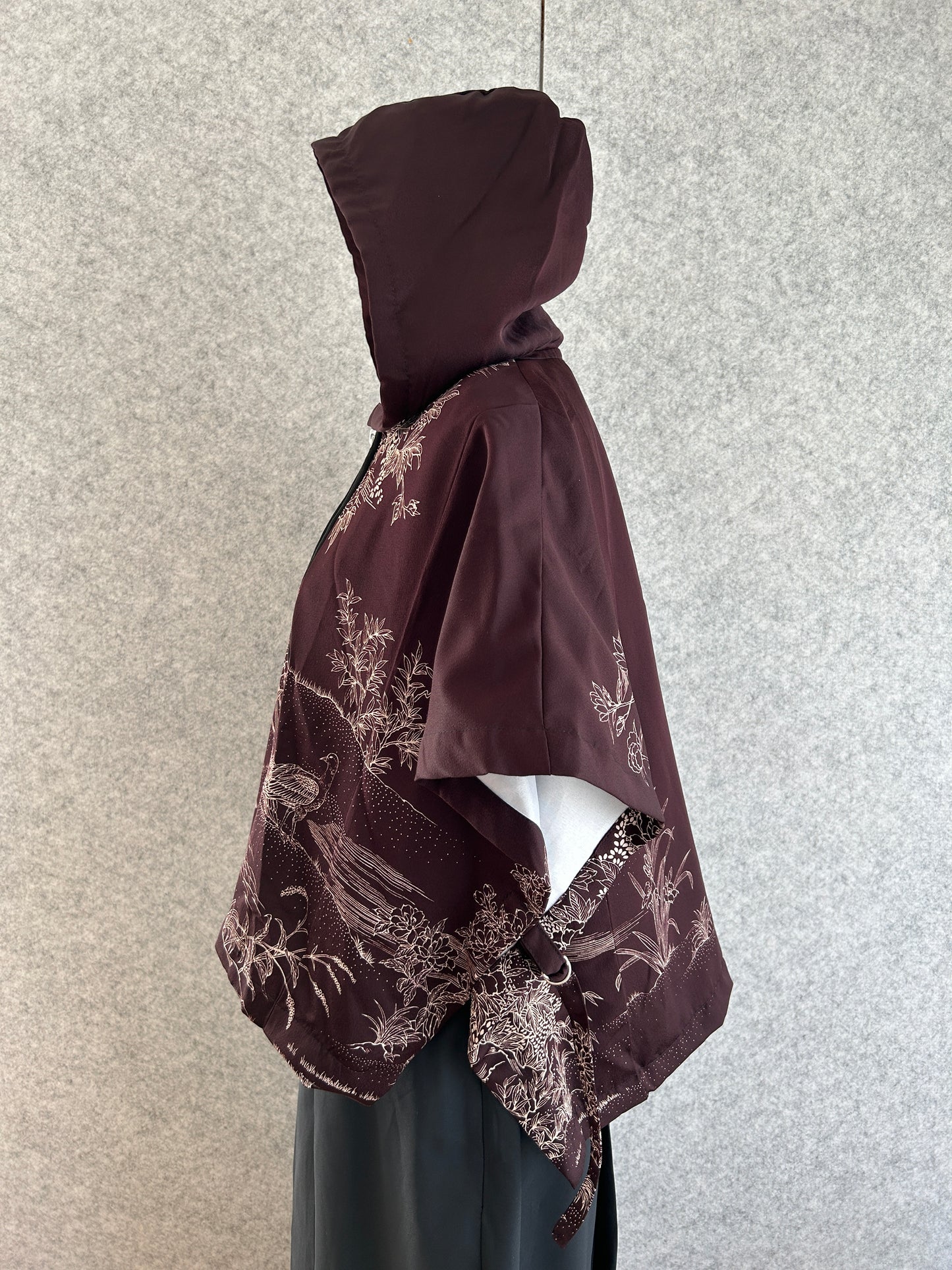 Hooded Poncho| Cropped design | Dark Burgundy | Size 1