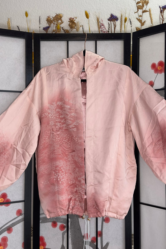Upcycled Kimono Regular Hoodie Pink