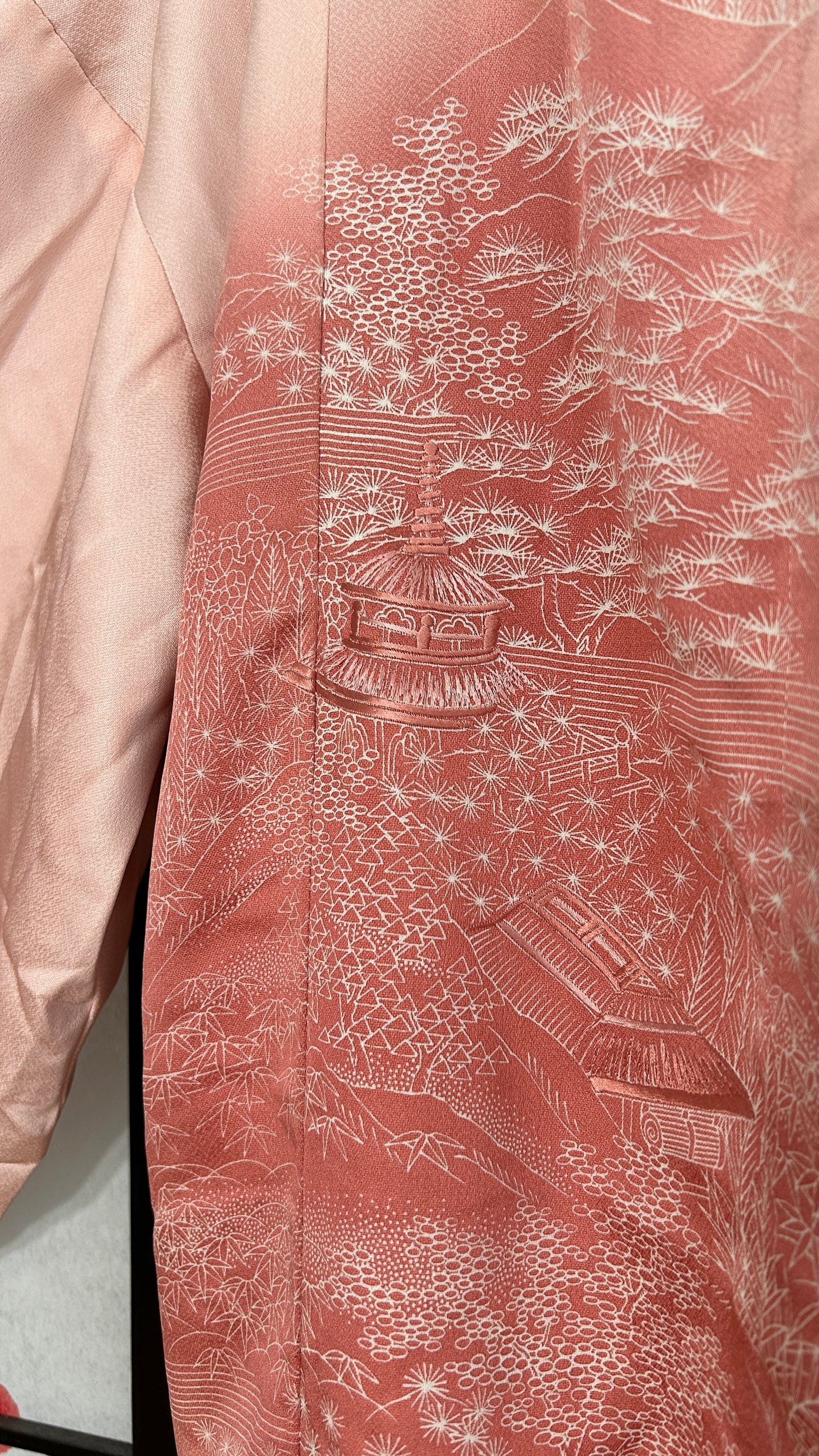 Upcycled Kimono Regular Hoodie Pink