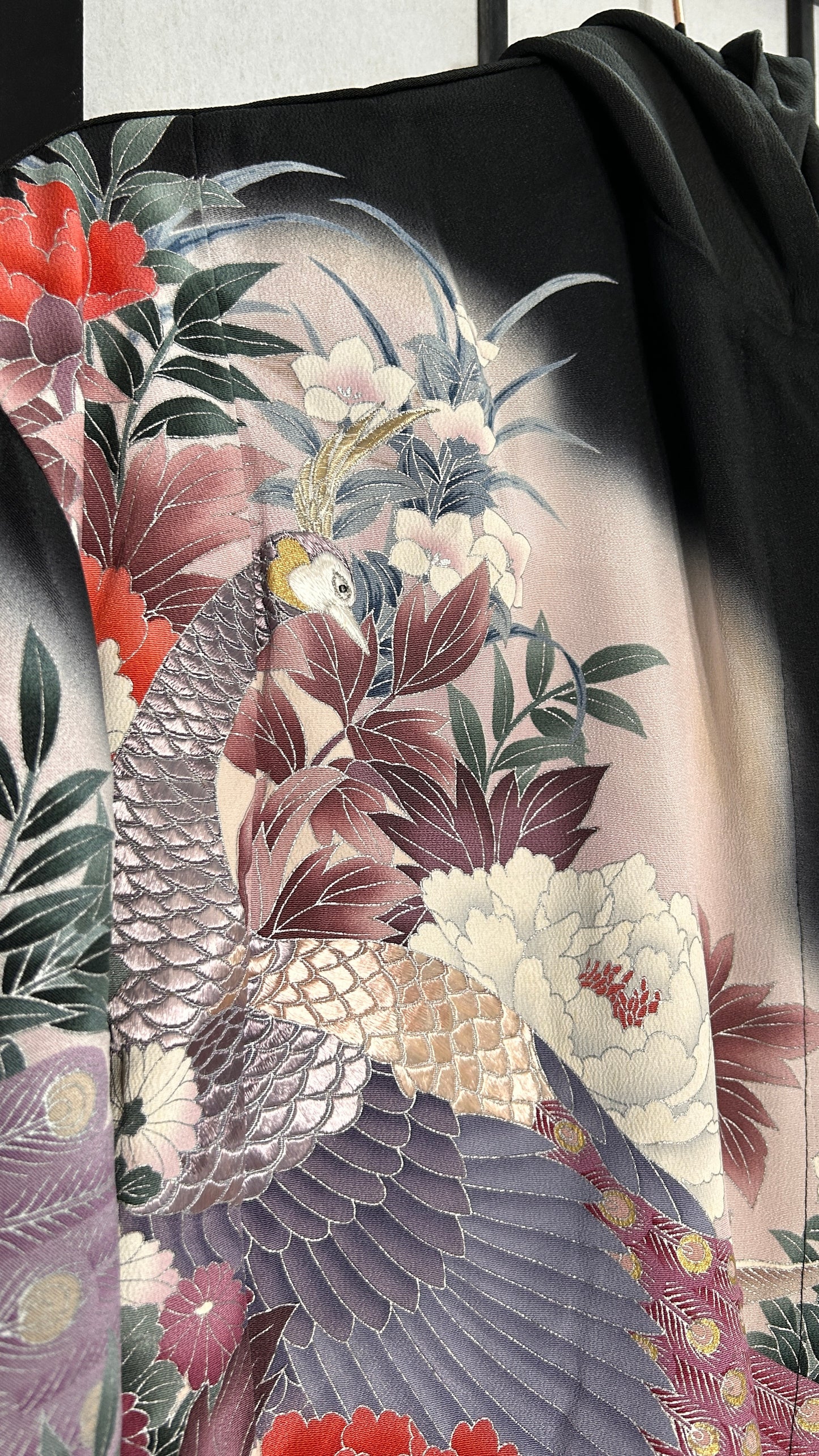 Upcycled Kimono Regular Hoodie Black