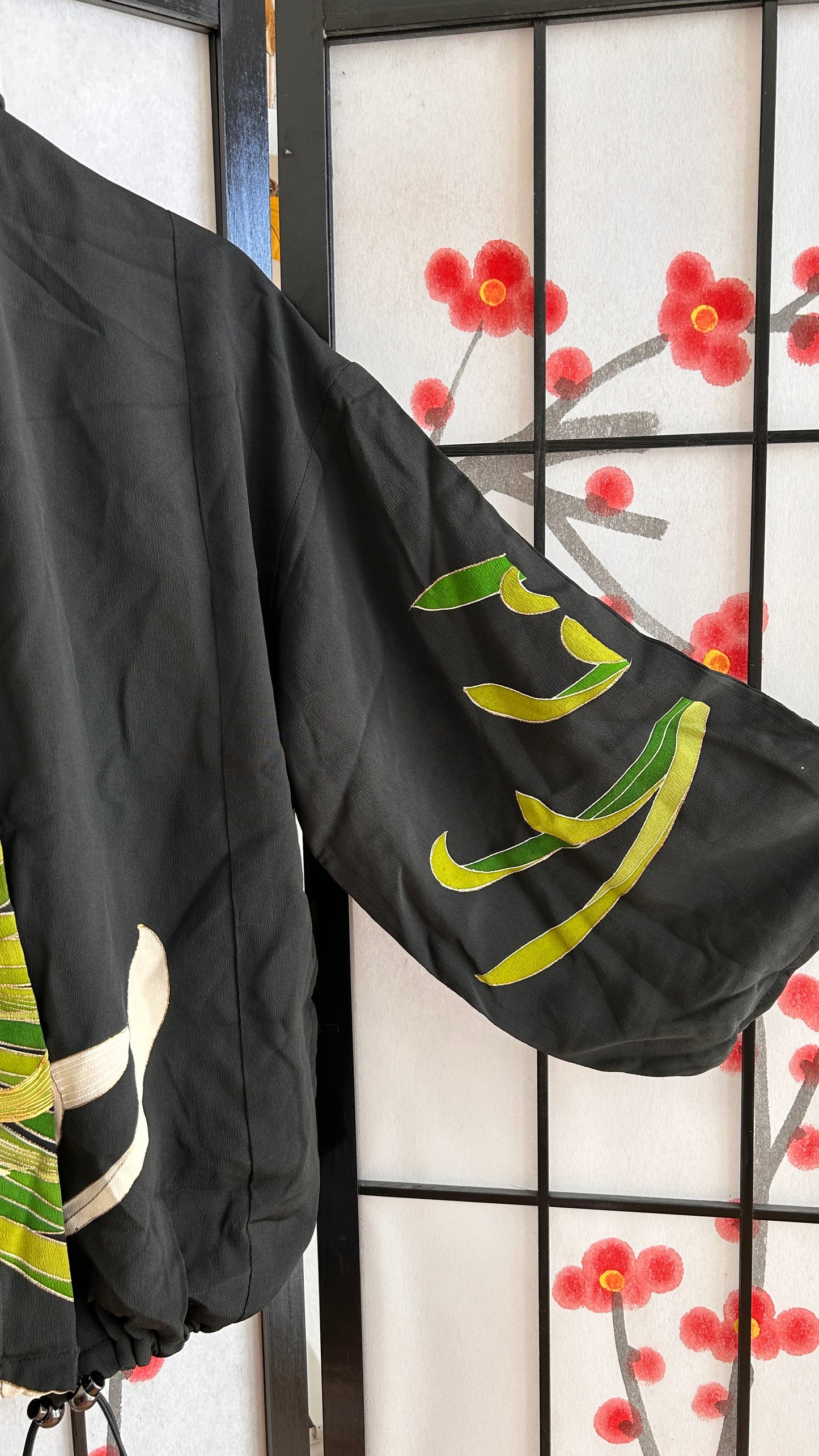 Upcycled Kimono Regular Hoodie Black