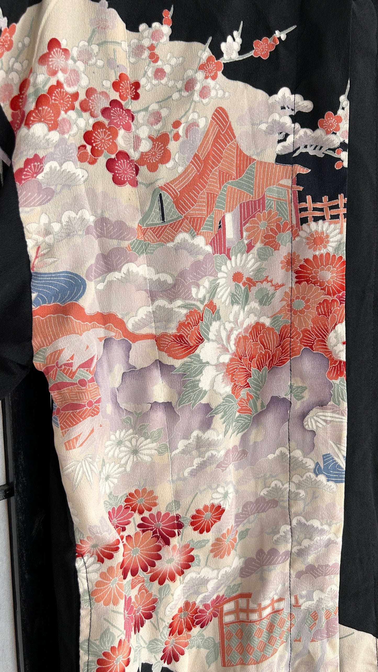 Upcycled Kimono Regular Hoodie Black