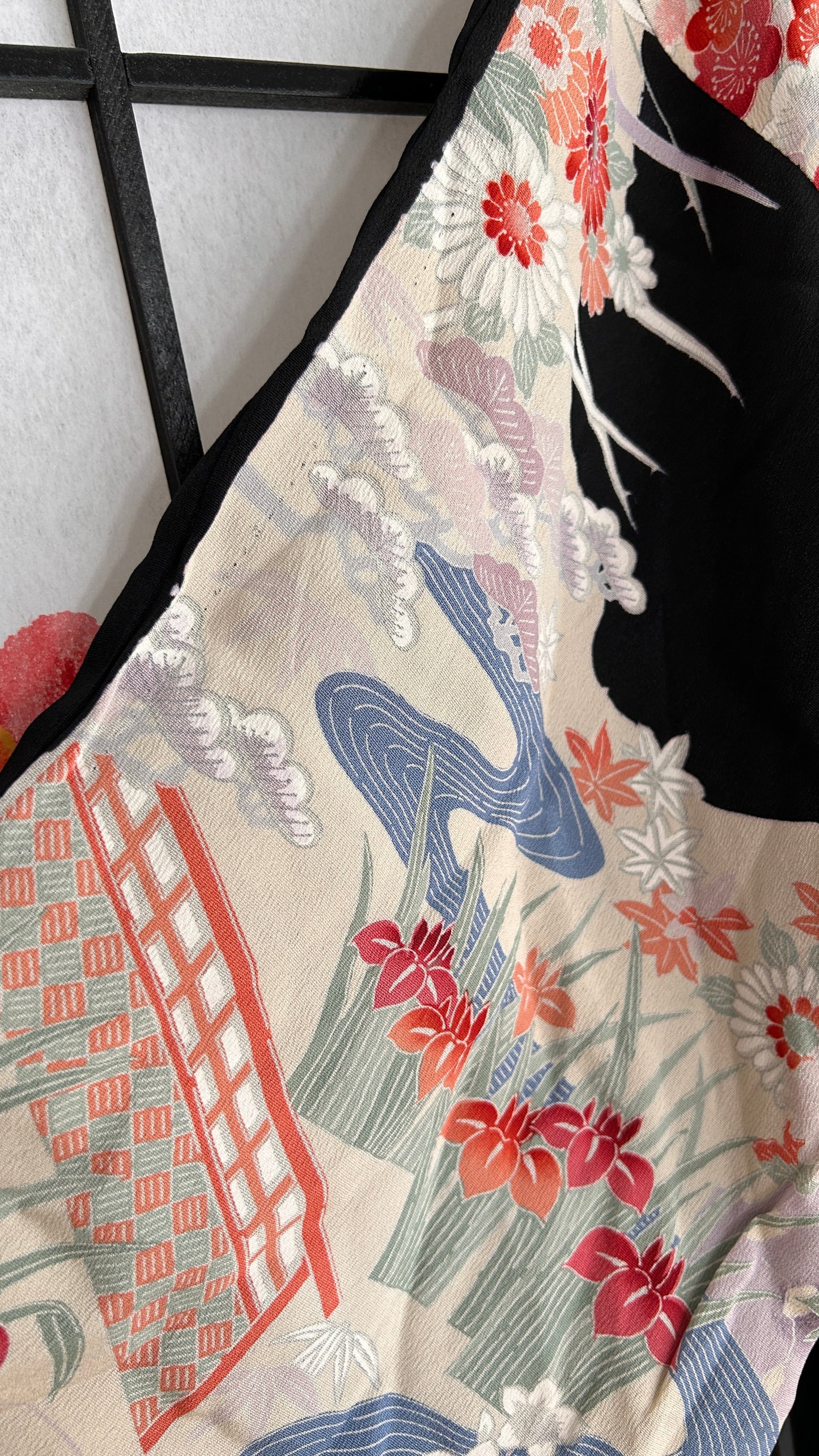 Upcycled Kimono Regular Hoodie Black