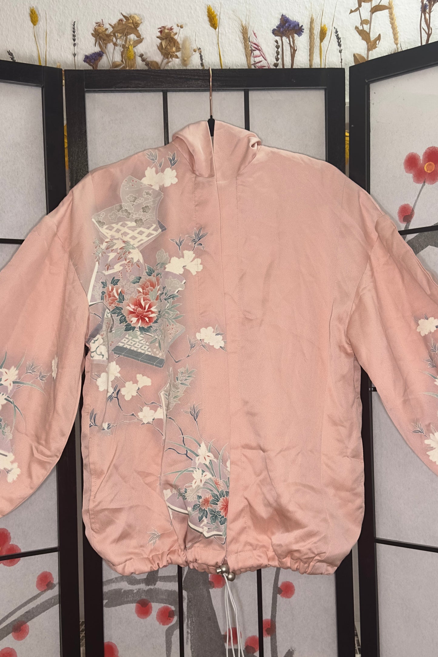 Upcycled Kimono Regular Hoodie Pink