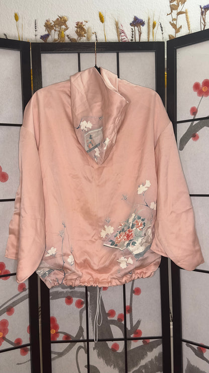 Upcycled Kimono Regular Hoodie Pink