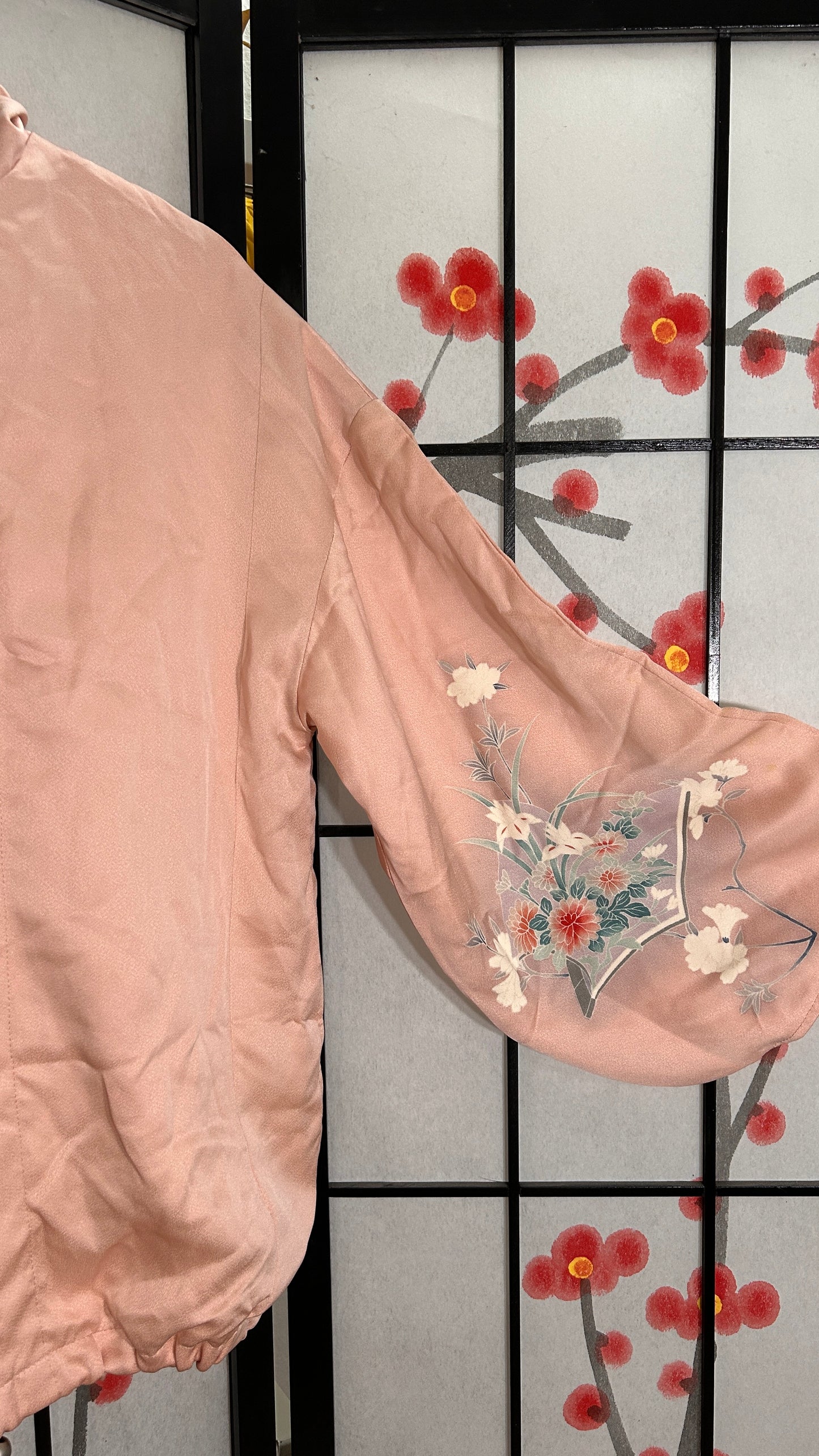 Upcycled Kimono Regular Hoodie Pink