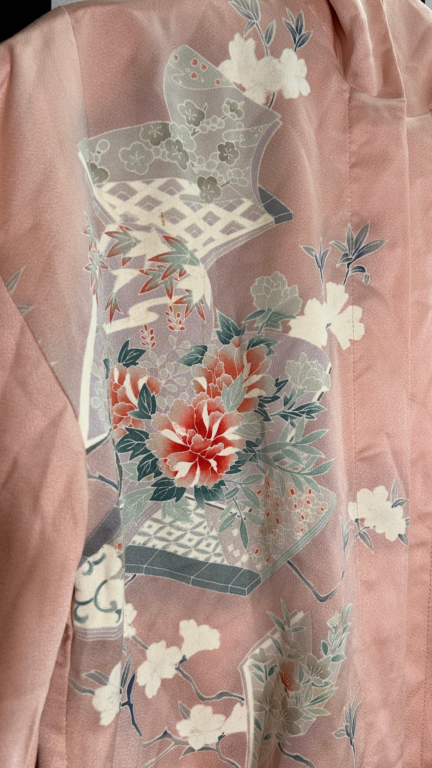 Upcycled Kimono Regular Hoodie Pink