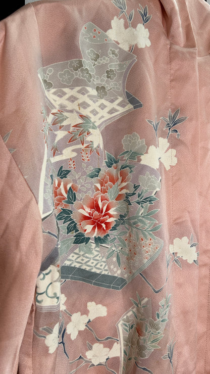 Upcycled Kimono Regular Hoodie Pink