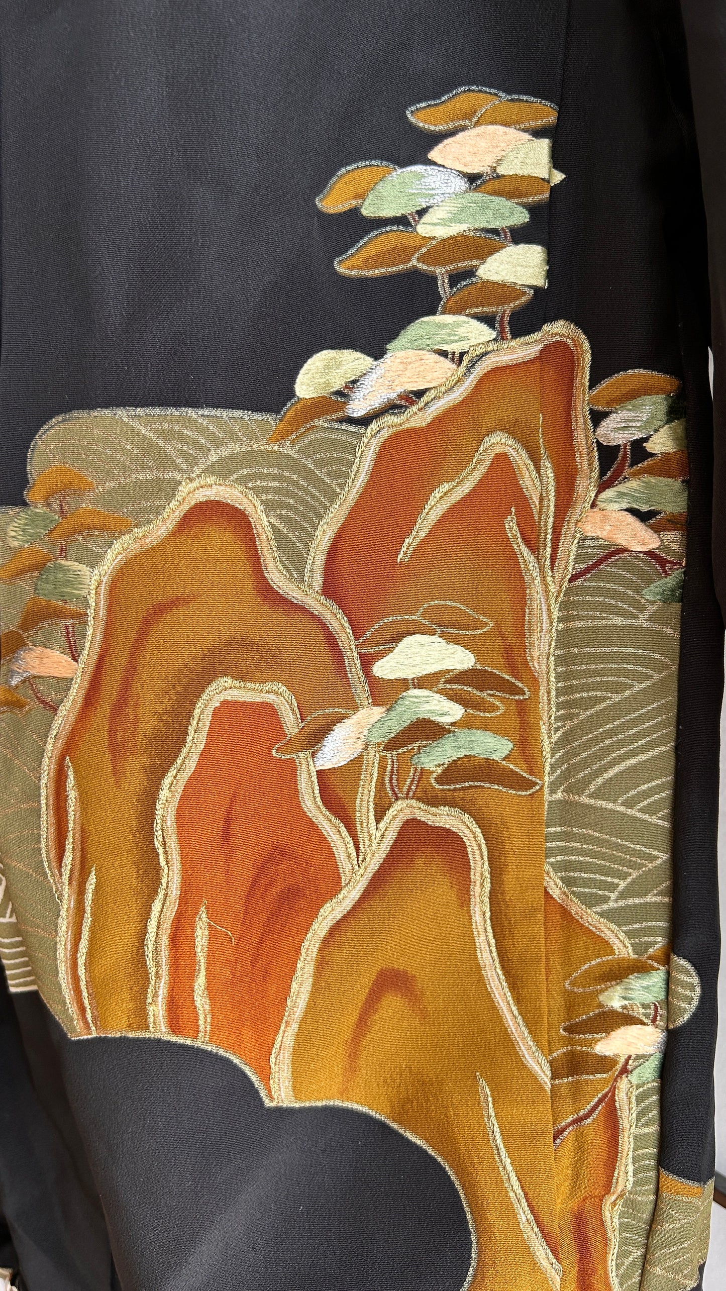 Upcycled Kimono Regular Hoodie Black