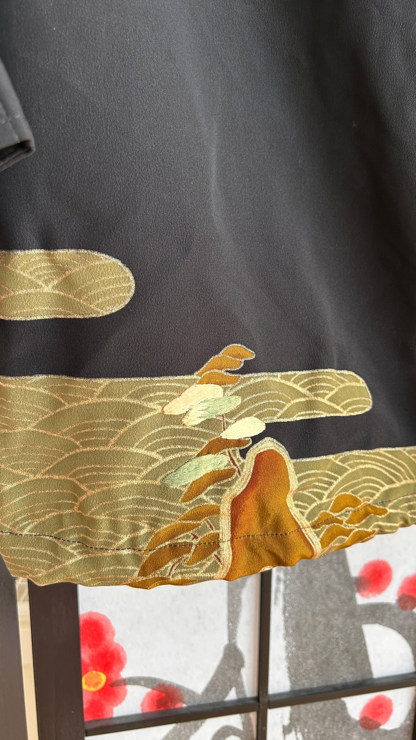 Upcycled Kimono Regular Hoodie Black