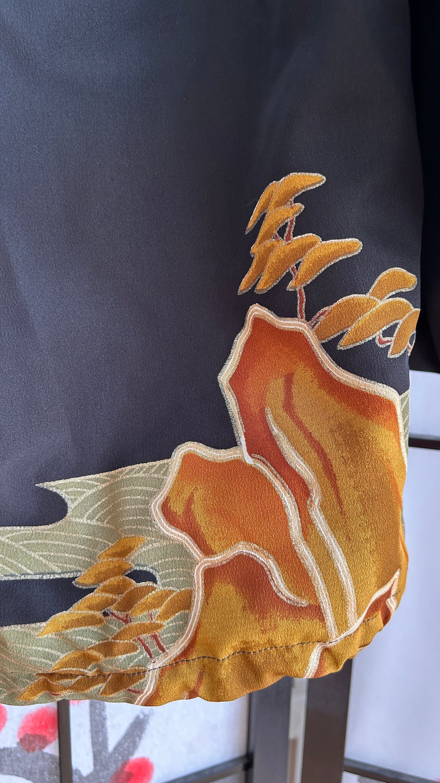 Upcycled Kimono Regular Hoodie Black