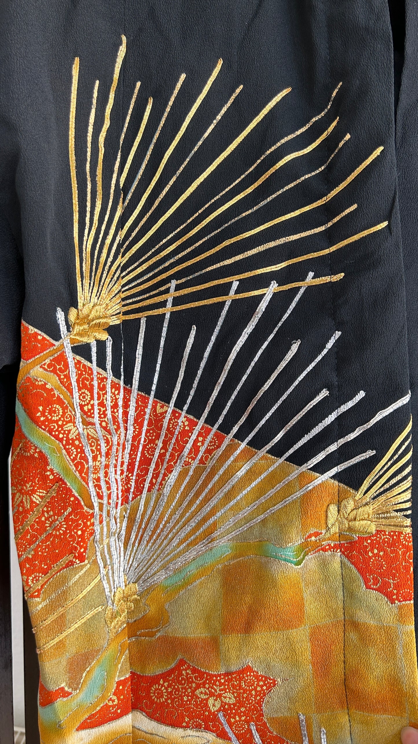 Upcycled Kimono Regular Hoodie Black