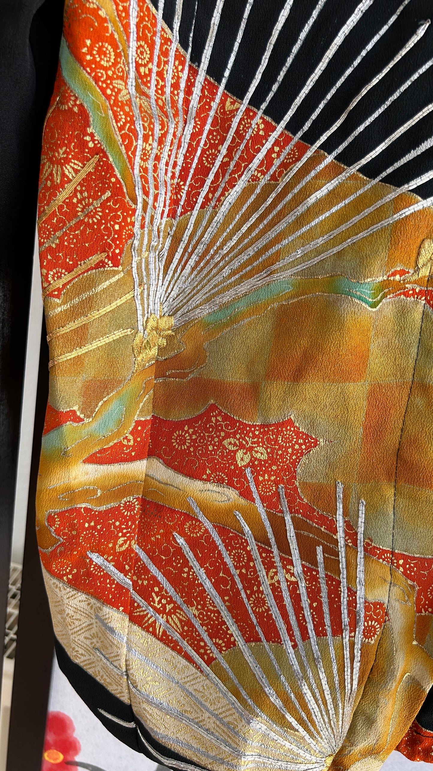 Upcycled Kimono Regular Hoodie Black