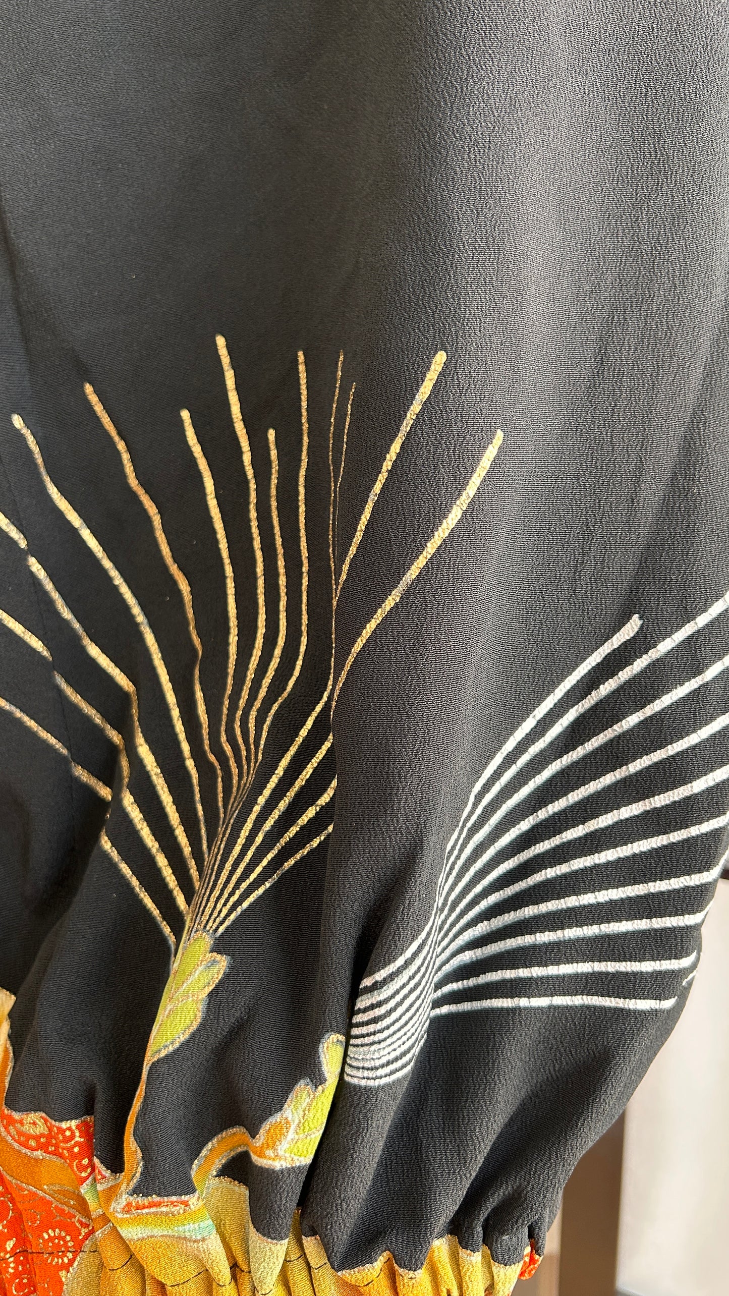 Upcycled Kimono Regular Hoodie Black