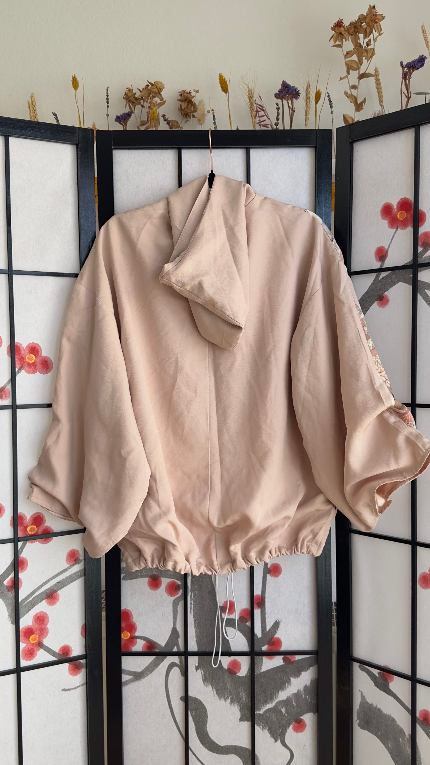Upcycled Kimono Regular Hoodie Pink