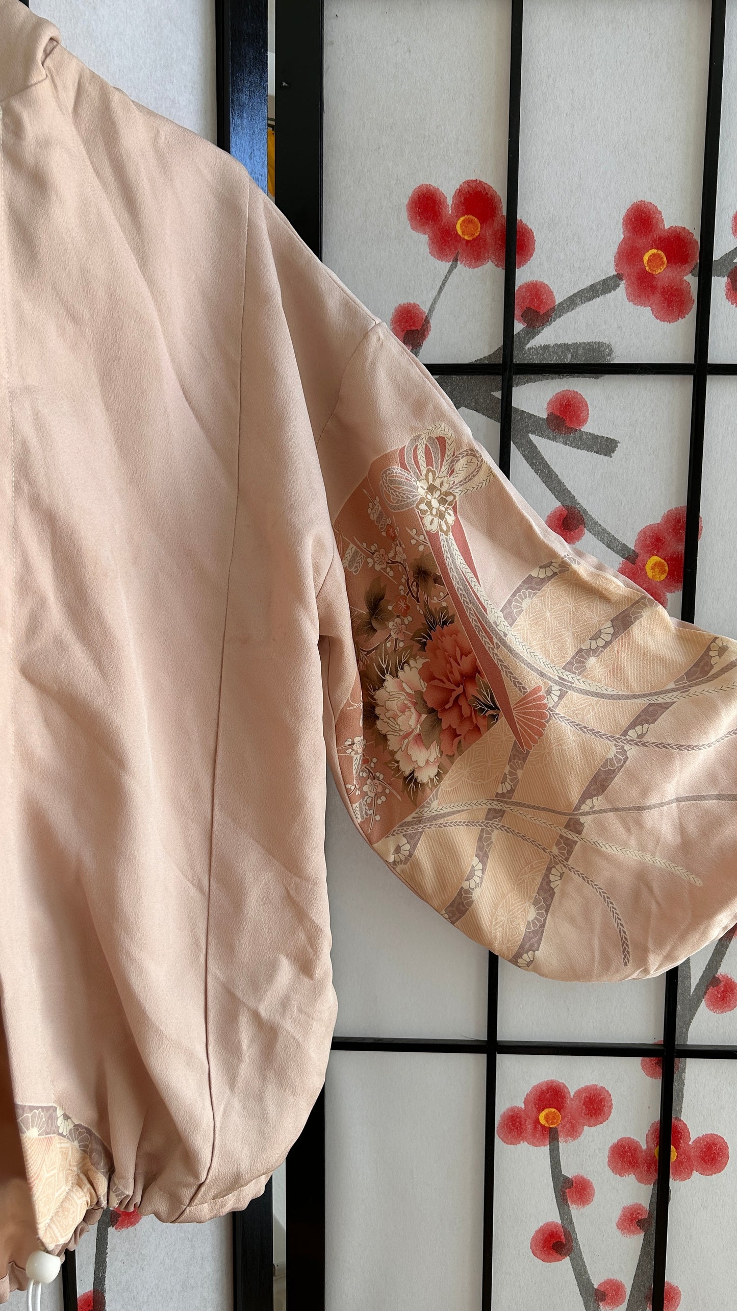 Upcycled Kimono Regular Hoodie Pink
