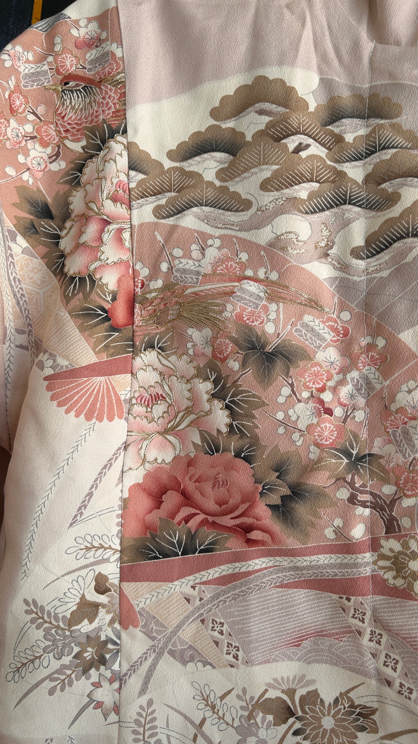 Upcycled Kimono Regular Hoodie Pink