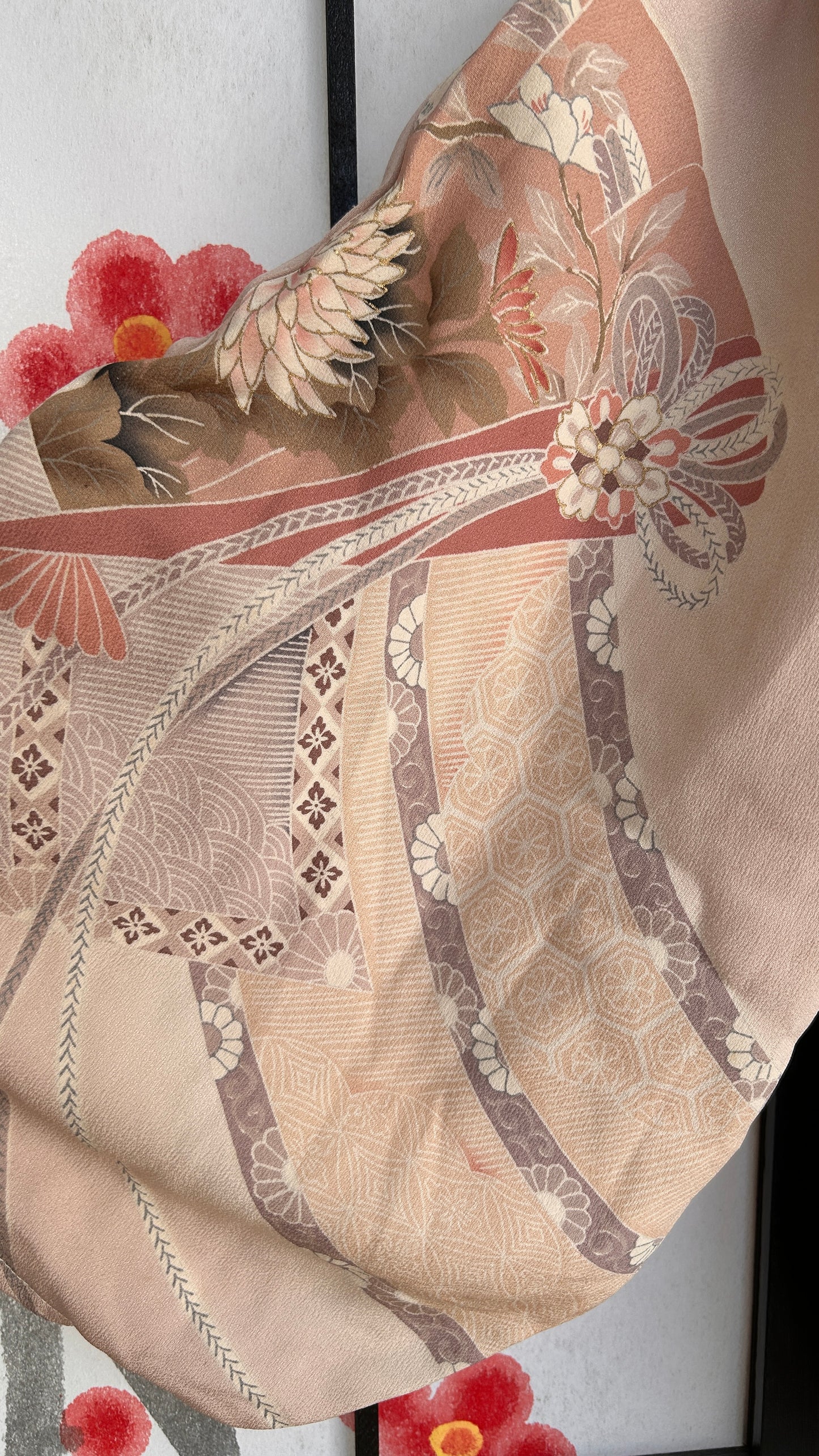 Upcycled Kimono Regular Hoodie Pink