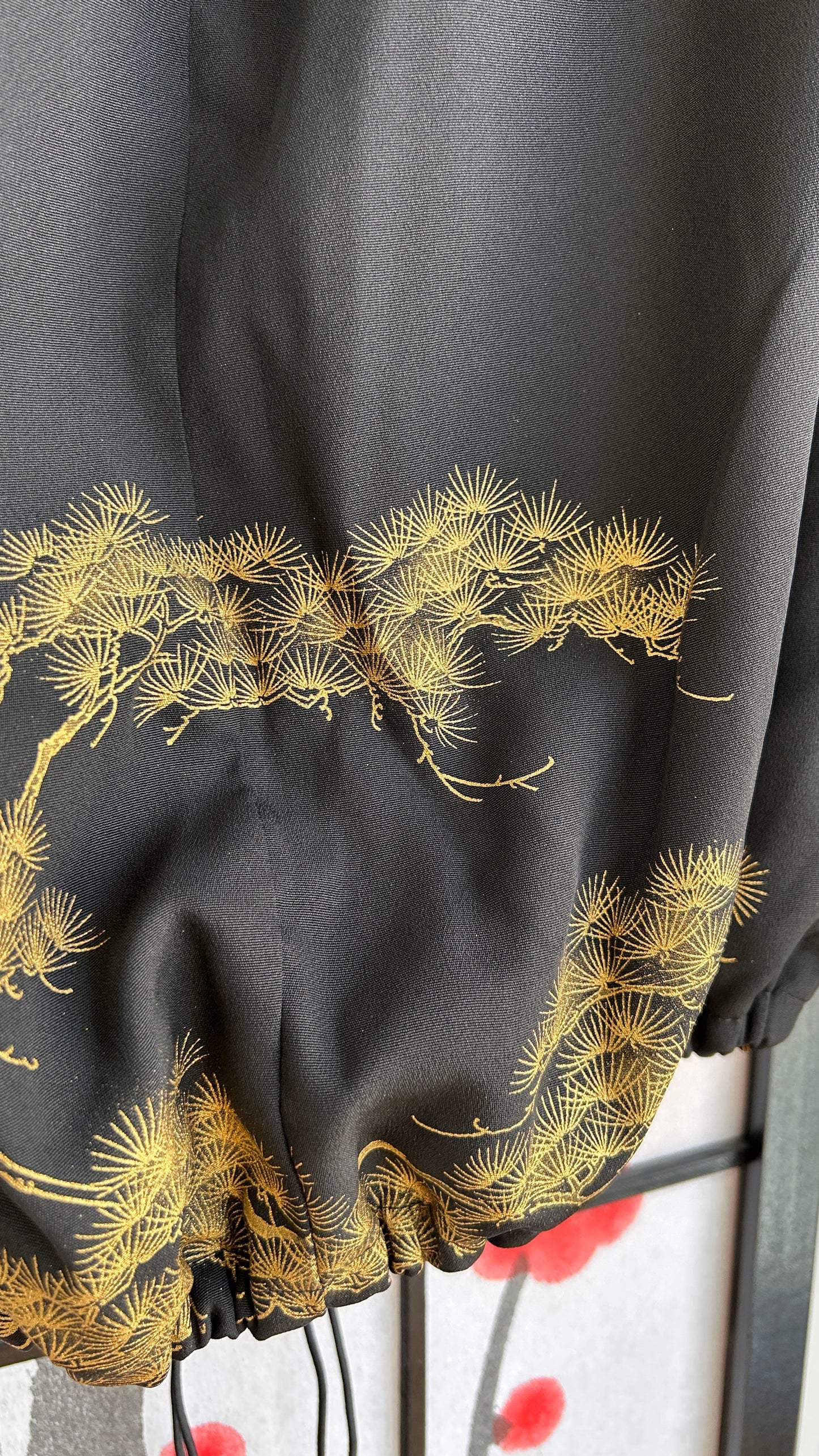 Upcycled Kimono Kodomo Hoodie Black