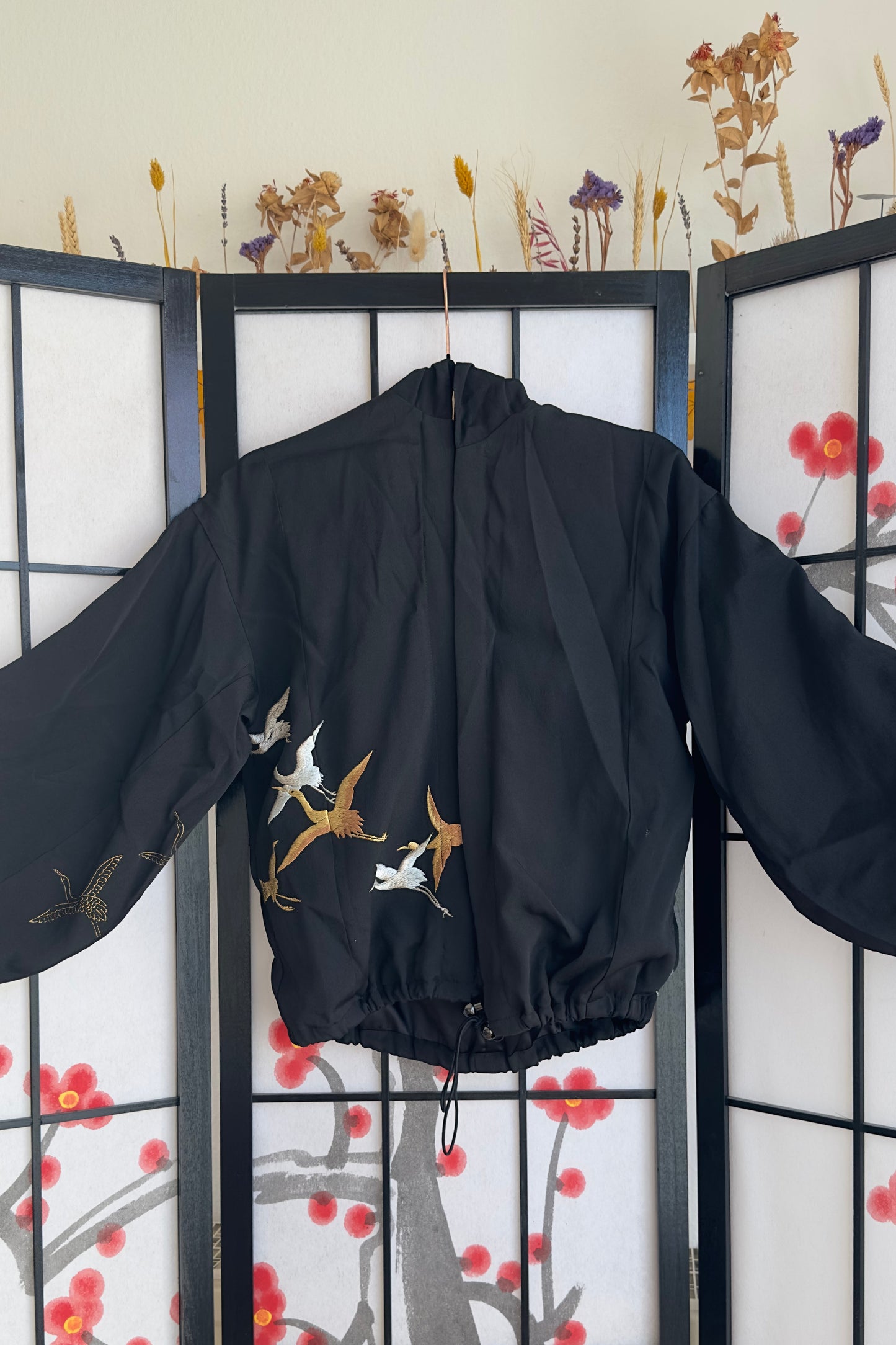 Upcycled Kimono Kodomo Hoodie Black