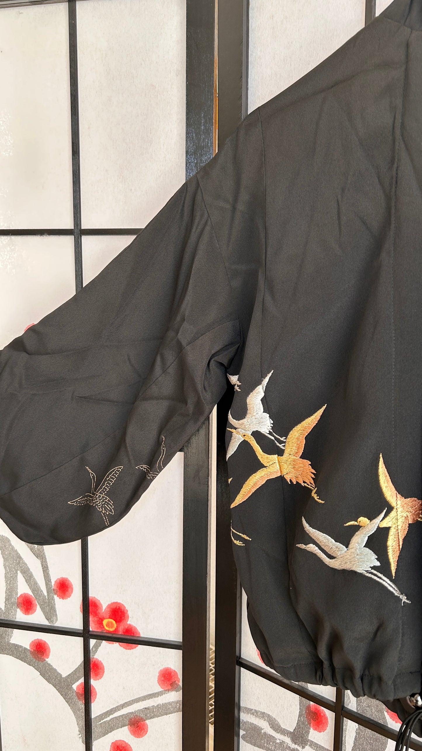 Upcycled Kimono Kodomo Hoodie Black