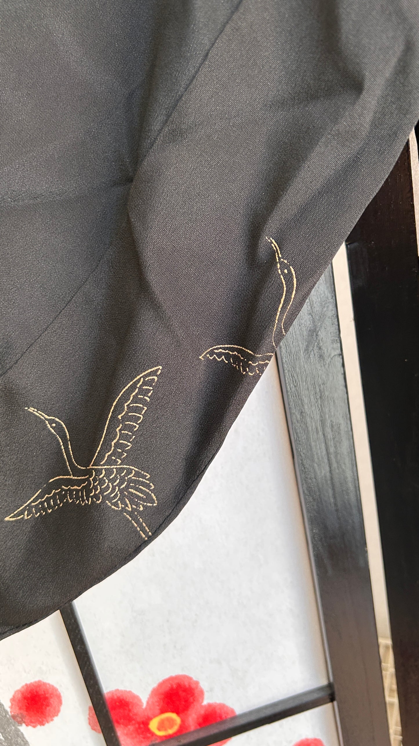 Upcycled Kimono Kodomo Hoodie Black