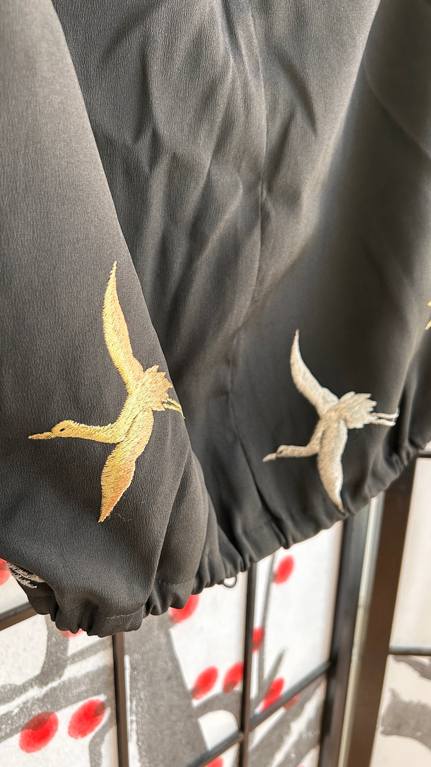 Upcycled Kimono Kodomo Hoodie Black