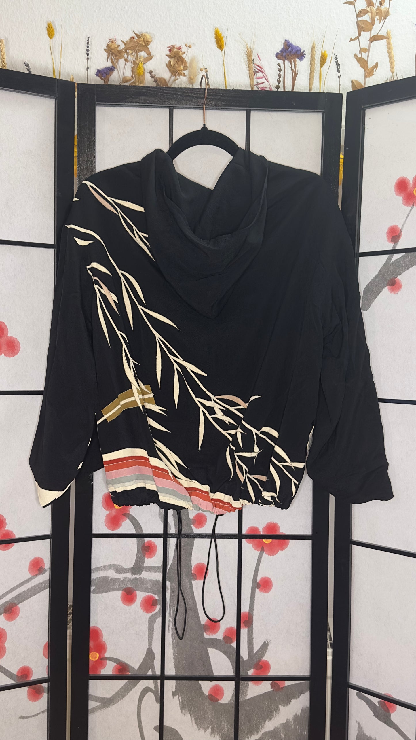 Upcycled Kimono Kodomo Hoodie Black