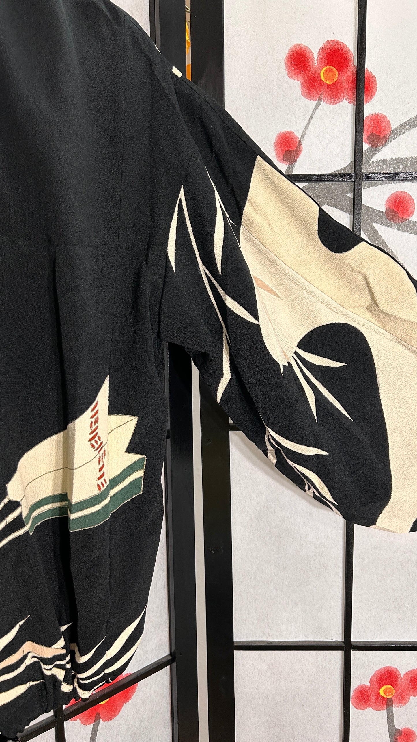 Upcycled Kimono Kodomo Hoodie Black