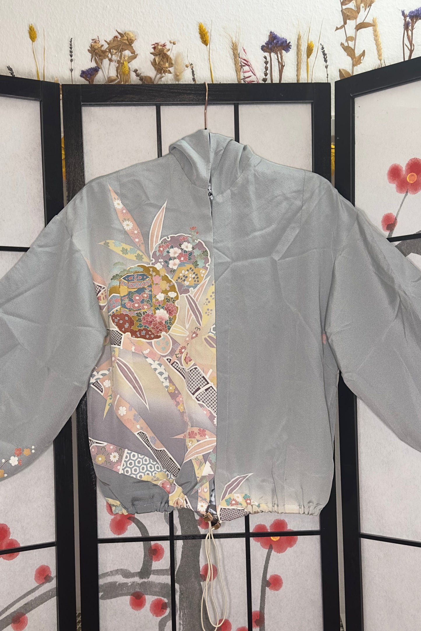 Upcycled Kimono Kodomo Hoodie Blue