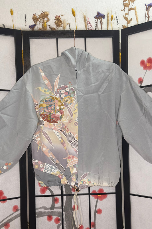 Upcycled Kimono Kodomo Hoodie Blue