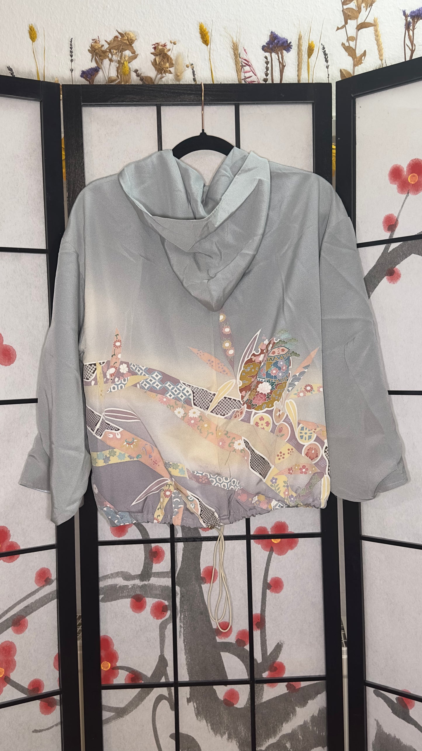 Upcycled Kimono Kodomo Hoodie Blue