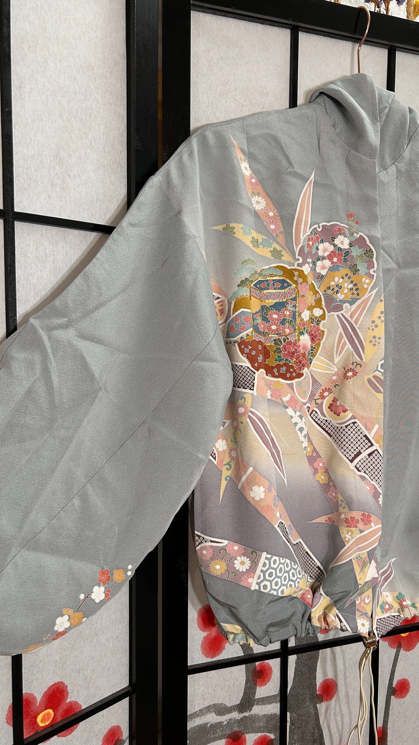 Upcycled Kimono Kodomo Hoodie Blue