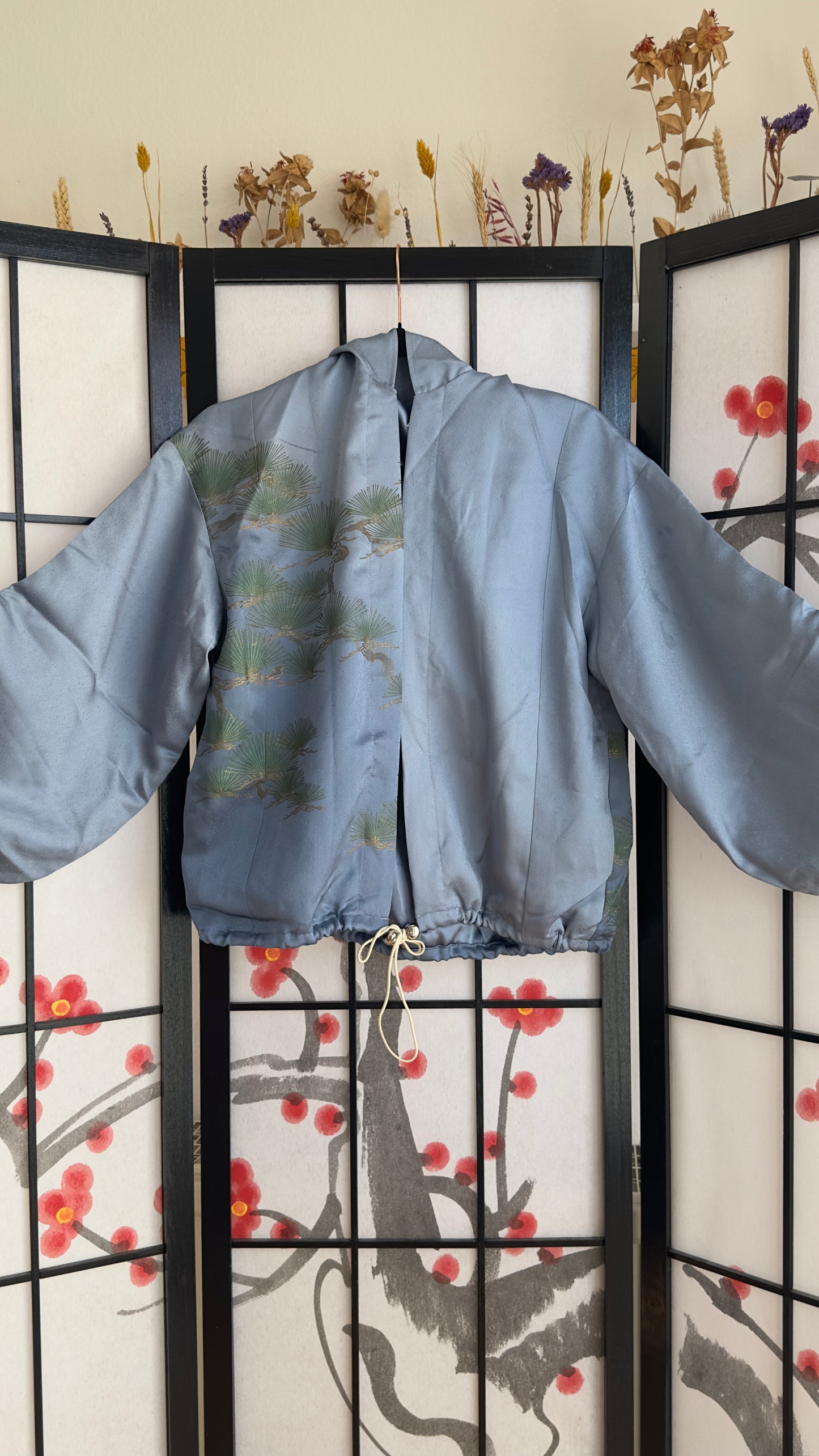 Upcycled Kimono Kodomo Hoodie Blue