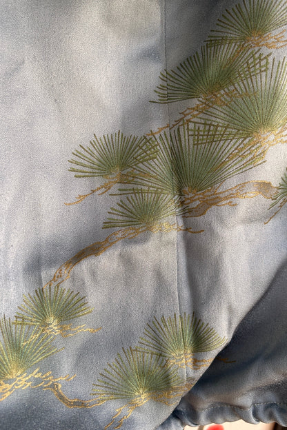 Upcycled Kimono Cropped Hoodie Blue