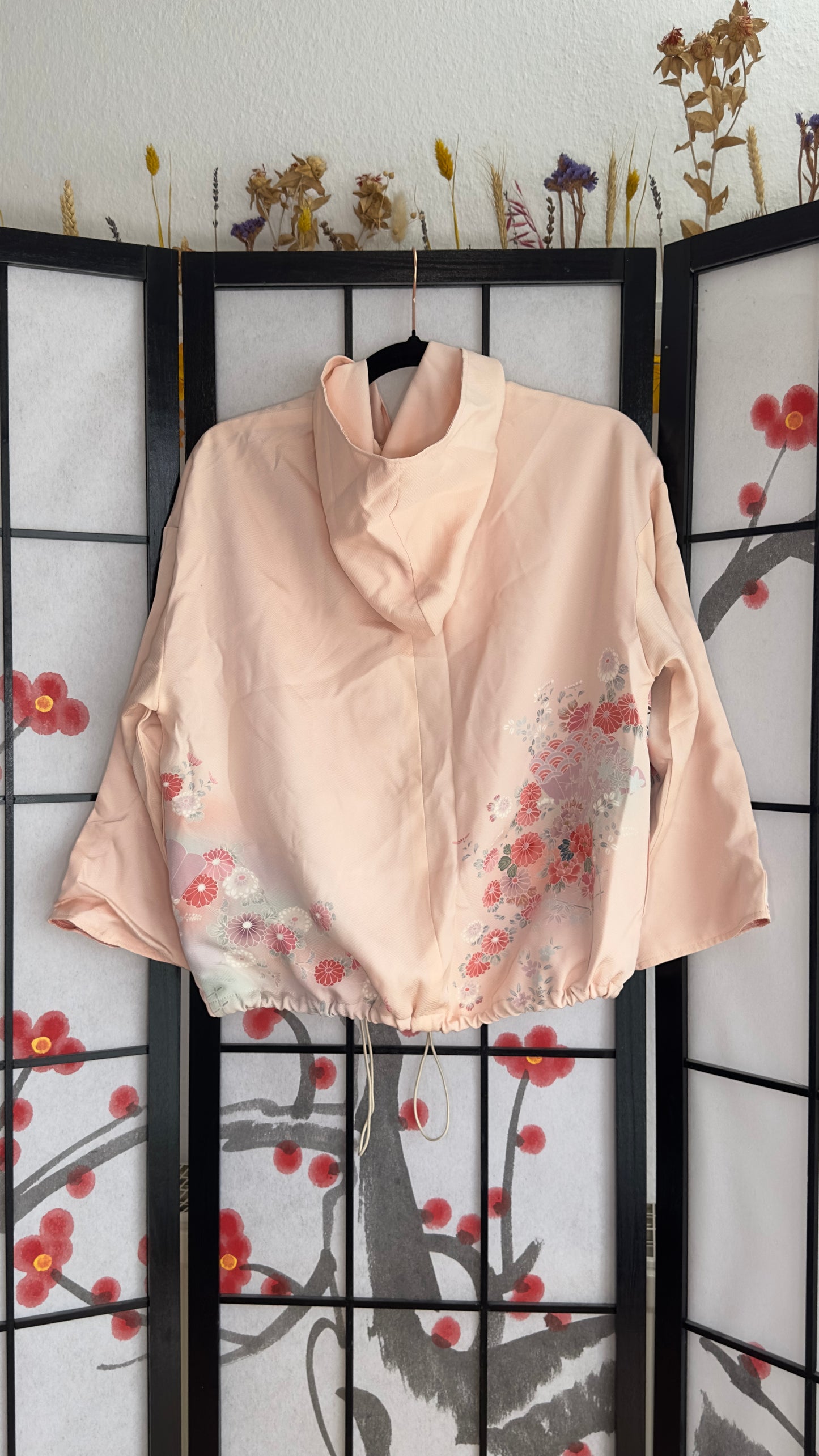 Upcycled Kimono Kodomo Hoodie Pink