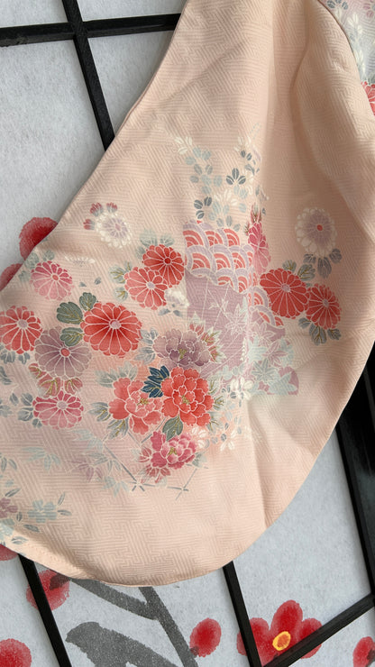 Upcycled Kimono Cropped Hoodie Pink