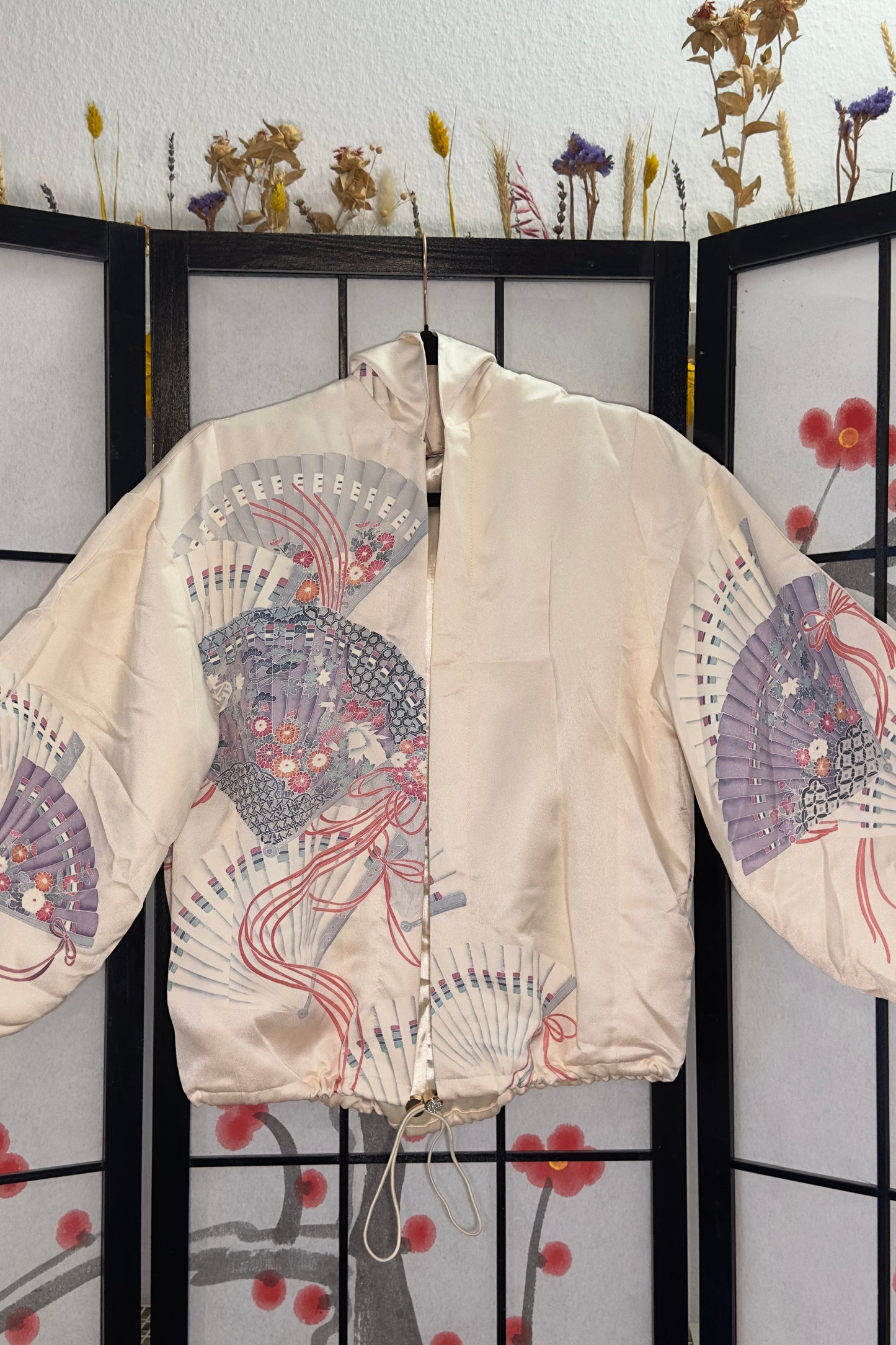Upcycled Kimono Kodomo Hoodie Cream