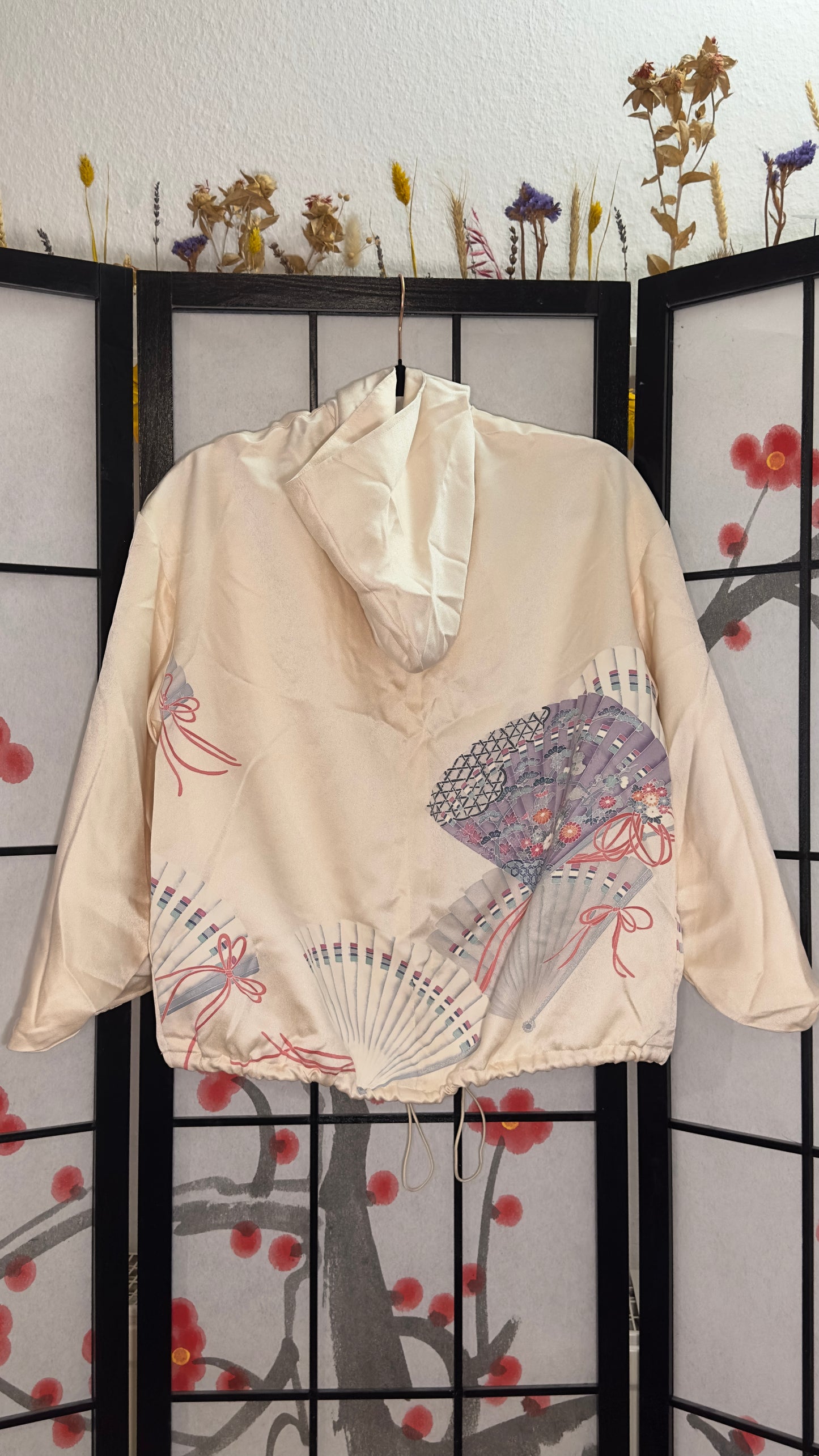 Upcycled Kimono Kodomo Hoodie Cream
