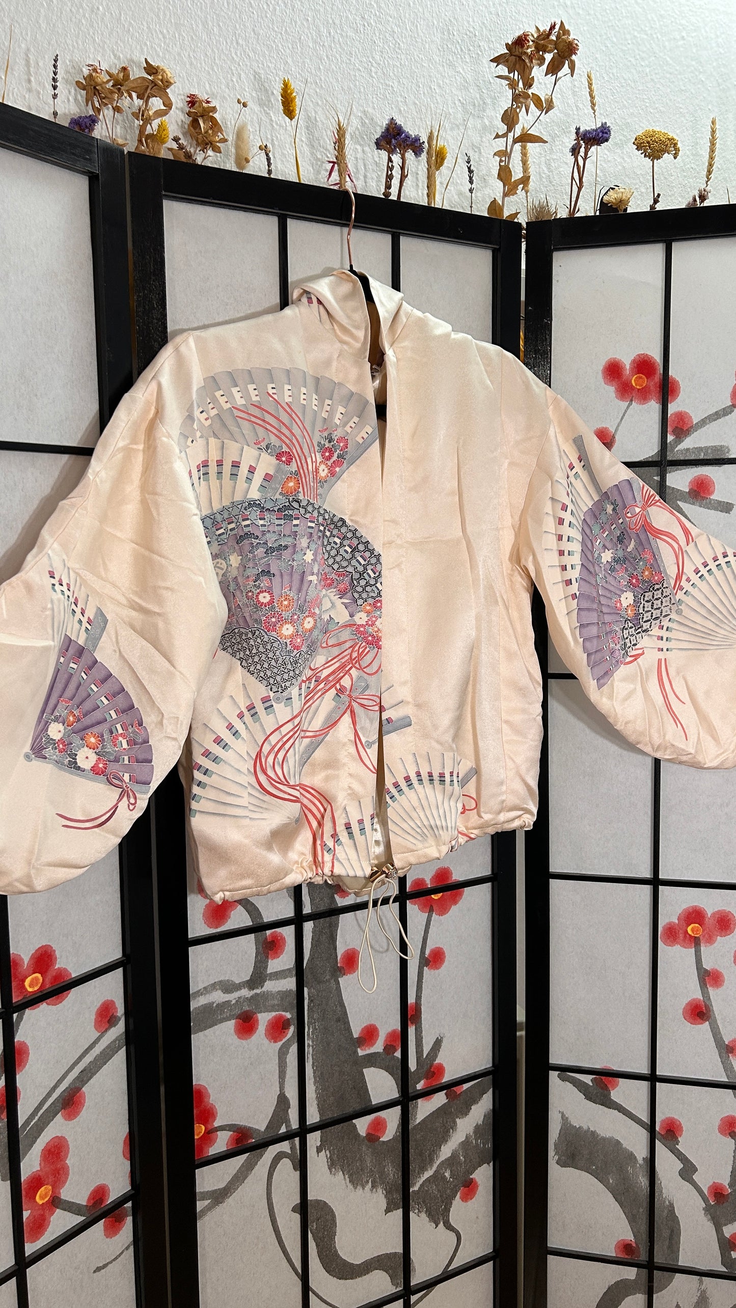 Upcycled Kimono Kodomo Hoodie Cream