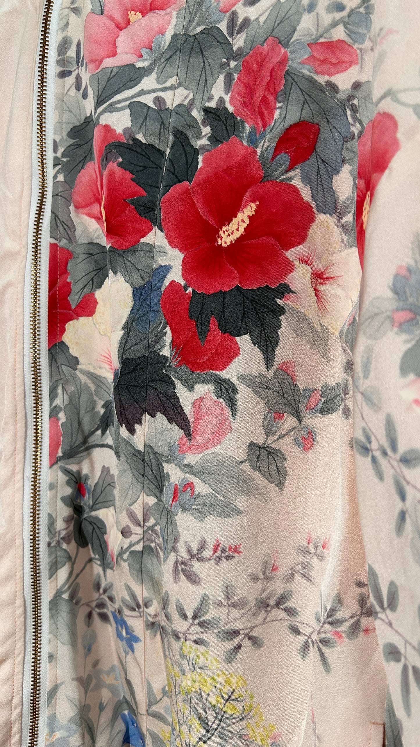 Upcycled Kimono Hoodie with Zipper Pink