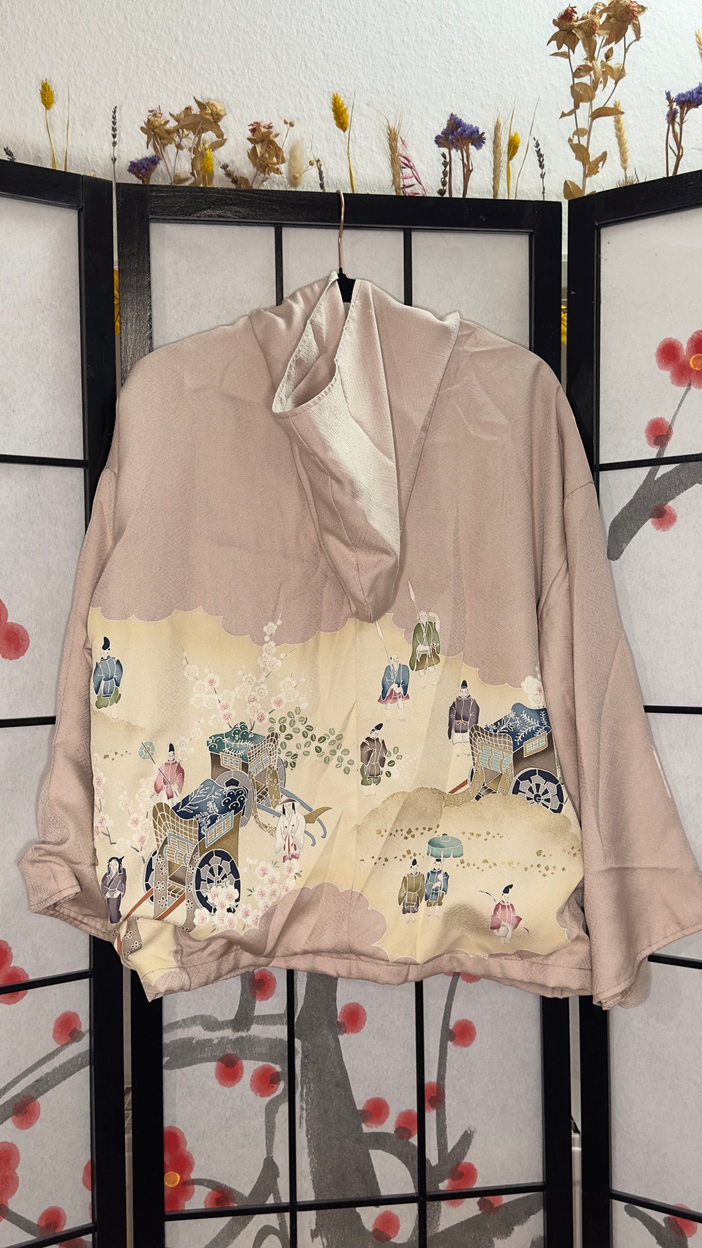 Upcycled Kimono Hoodie with Zipper